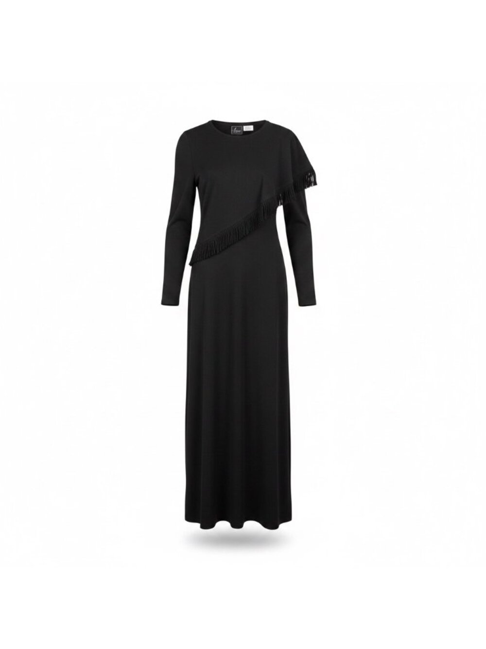 Lennie Petite Womens Black Long Sleeve Fringe Maxi Dress Size PL